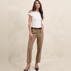 NWT! BANANA REPUBLIC HEATHER CAMEL SIENA SLIM ITALIAN WOOL ANKLE PANT 🧡🧡
